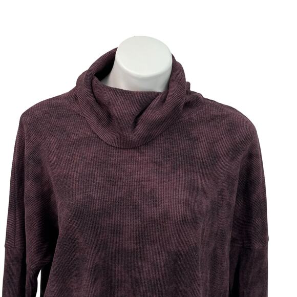 Michael Stars Marcy Thermal Turtleneck Tunic Waffle Knit Womens L Purple Slouchy - Picture 3 of 10